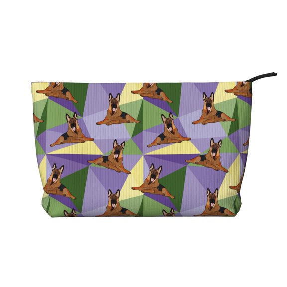 Picia German Shepherd Dog Printed Cosmetic Bags for Women Makeup Bag Large Capacity Purse Travel Toiletry Zipper Storage Pouch Make up Brushes Organizer for Gifts