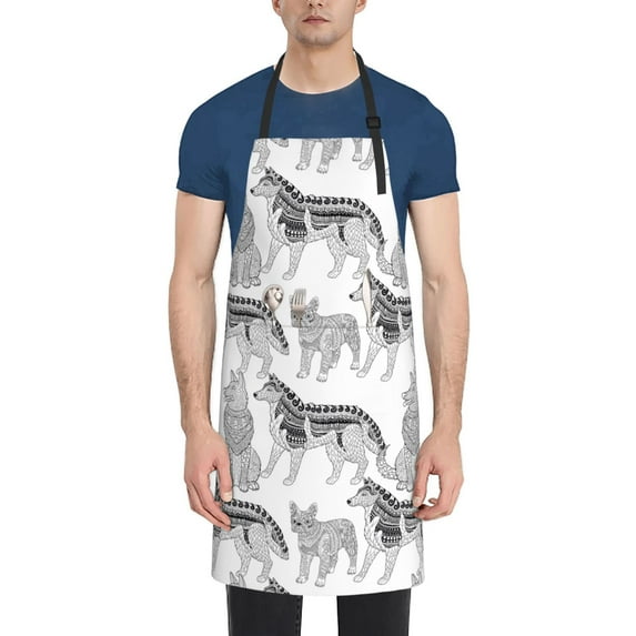 Picia German Shepherd Dog Waterproof Apron for Unisex Adult - Adjustable Bib Apron with Pockets, Ideal for Cooking, Gardening, Painting, and Household Chores