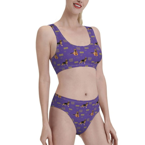 Picia German Shepherd Dog Women's High Waisted Bikini Scoop Neck Swimsuit Two Pieces Bathing Suit-Large