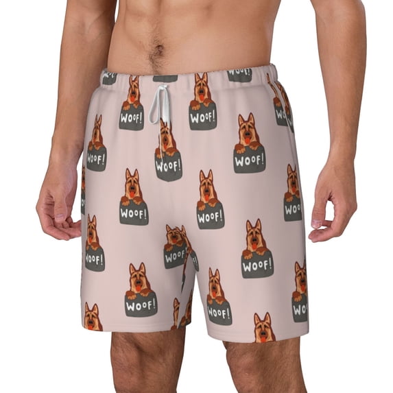 Picia German Shepherd Dog pattern Mens Swim Trunks with Compression Liner Stretch Beach Shorts Quick Dry with Zipper Pockets No-Chafing Board Shorts-3X-Large