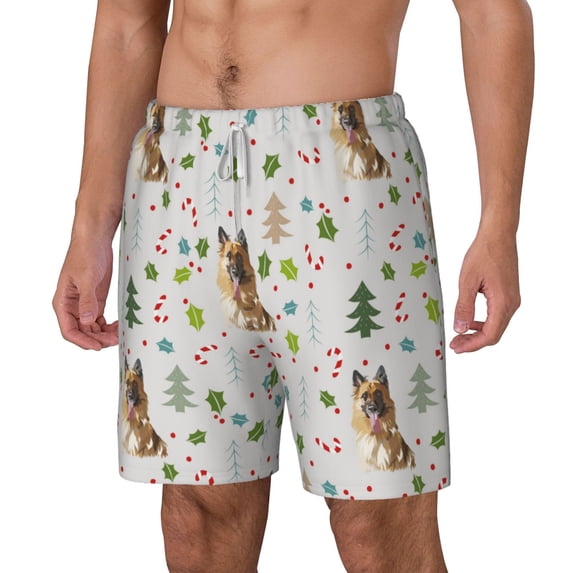 Picia German Shepherd Dog pattern Mens Swim Trunks with Compression Liner Stretch Beach Shorts Quick Dry with Zipper Pockets No-Chafing Board Shorts-XX-Large