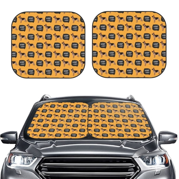 Picia German Shepherd Woof 2 Piece Car Windshield Sun Shade Foldable | Foldable Sun Shield for Front Window Blocks UV Rays and Keeps Your Vehicle Cool-Small