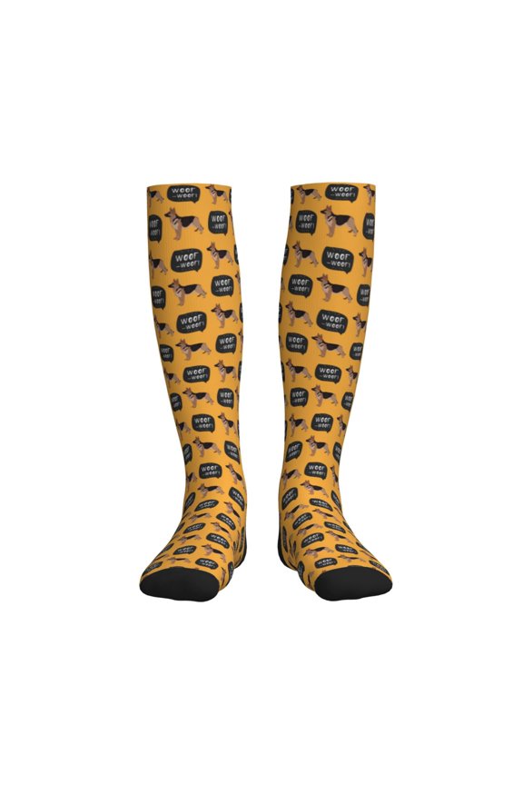 German Shepherd Woof Printed Sports Compression Socks - 15-20mmHg Graduated Compression, High-Performance Soft and Breathable Socks for Men and Women