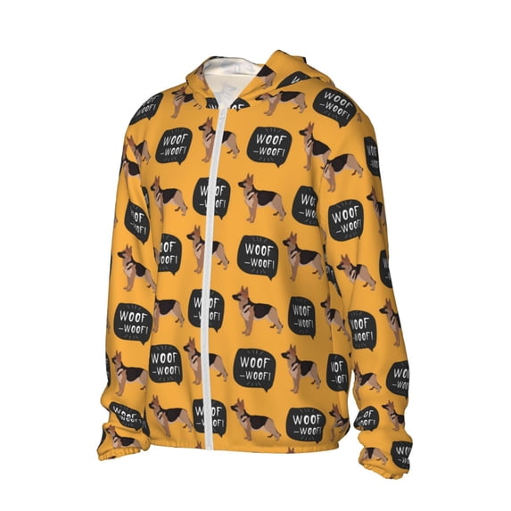 Picia German Shepherd Woof Women's Men's UPF 50+ Sun Protection Hoodie Shirt Long Sleeve SPF Fishing Outdoor UV Hiking Lightweight Shirts-Large