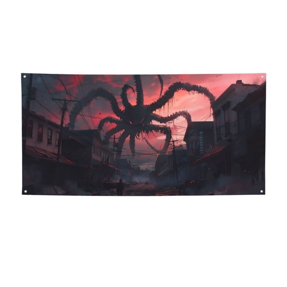 Picia Giant Monster Over City Pattern Party Banner, Festive Decoration, Holiday Banner, Celebration Decor, Event Banner, Reusable Party Banner-Small