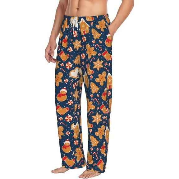 Picia Gingerbread Delights Mens Soft Woven Cotton Elastic Waistband Sleep Pajama Pant Lounge Sleep Pant With Pockets And Drawstring-Small