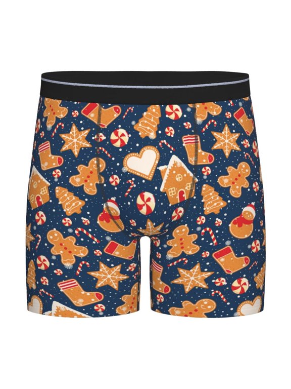 Gingerbread Delights Pattern Men's Athletic Long Leg Briefs , Performance Stretch Underwear,Moisture-Wicking