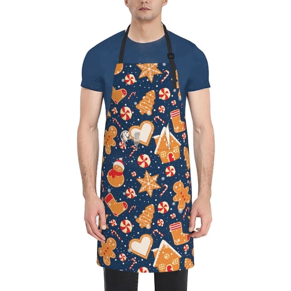 Picia Gingerbread Delights Waterproof Apron for Unisex Adult - Adjustable Bib Apron with Pockets, Ideal for Cooking, Gardening, Painting, and Household Chores