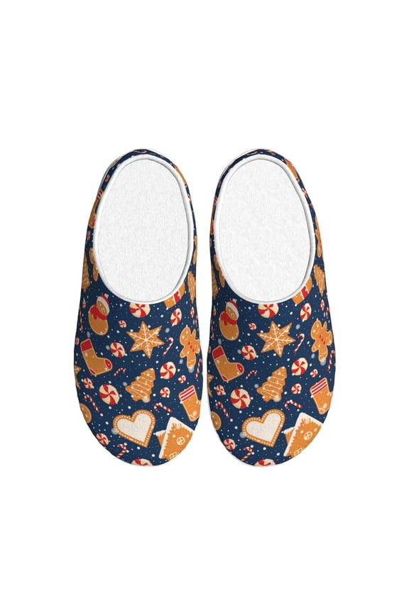 Gingerbread Delights for Women's Lamb-hug Comfy Fleece House Slippers Memory Foam, Slip-on House Shoes Indoor Outdoor-42/43