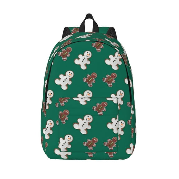 Picia Gingerbread Snowman Cookies Printed Canvas Daypack - Stylish and Durable Vintage Compact Backpack - Class, Work, Travel, or Laptop Bookbag,Organized Compartments-Small