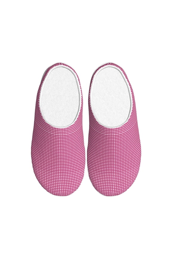 Gingham for Women's Lamb-hug Comfy Fleece House Slippers Memory Foam, Slip-on House Shoes Indoor Outdoor-35/36