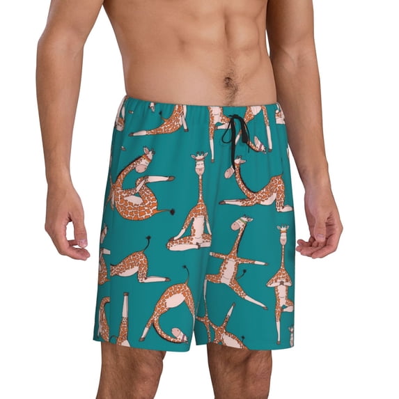 Picia Giraffes Doing Various Yoga Pajama Shorts for Men, Men's Pajama Bottoms, Sleepwear,Short Pajama Pants-Small