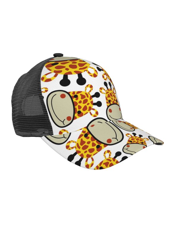 Giraffes Head Pattern Trucker Hat,Baseball Cap,Sun Protection Cap,Stylish Headwear,Leisure Cap,Outdoor Sports Cap