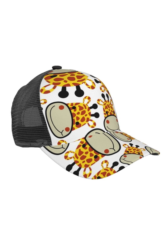 Giraffes Head Pattern Trucker Hat,Baseball Cap,Sun Protection Cap,Stylish Headwear,Leisure Cap,Outdoor Sports Cap