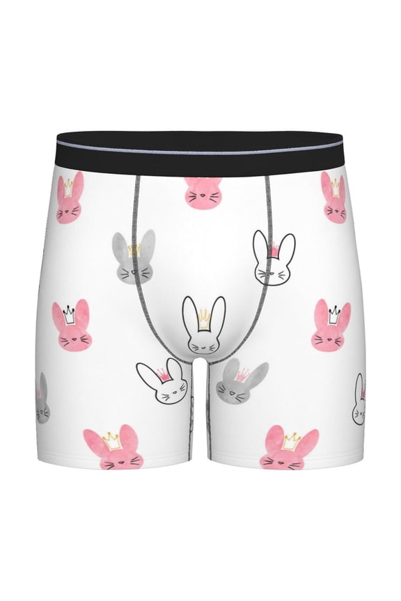 Girl Rabbit Pattern Men's Athletic Long Leg Briefs , Performance Stretch Underwear,Moisture-Wicking