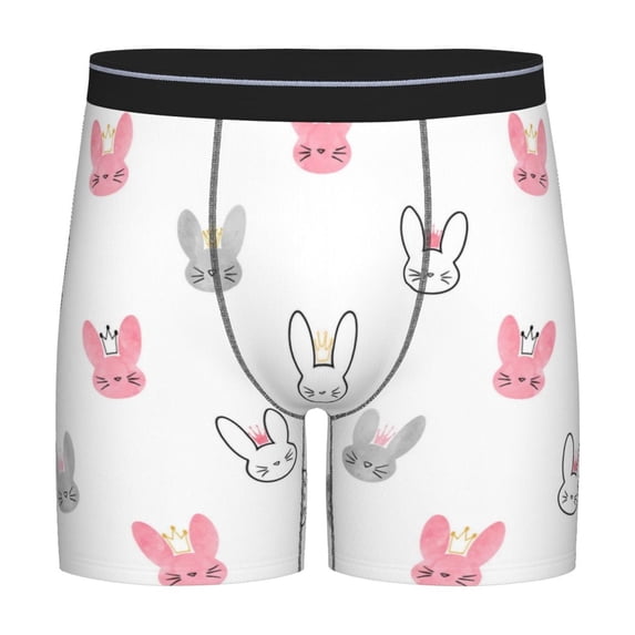 Picia Girl Rabbit Pattern Men's Athletic Long Leg Briefs , Performance Stretch Underwear,Moisture-Wicking