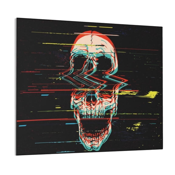 Picia Glitch Screaming Skull Pattern Decorative Picture – Unique Wall Art, Modern Canvas Print for Trendy Interiors (Horizontal)