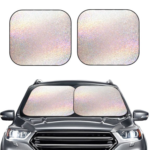 Picia Glitter Light Pearl 2 Piece Car Windshield Sun Shade Foldable | Foldable Sun Shield for Front Window Blocks UV Rays and Keeps Your Vehicle Cool-Small