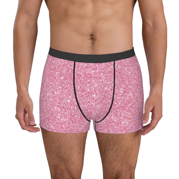 Picia Glitter Pink Pattern Men’s Boxer Briefs – Soft & Breathable Underwear, Stretchy & Comfortable Fit, Supportive Pouch Design, Moisture-Wicking-Medium