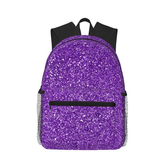 Picia Glitter Purple Large Capacity Backpack Classic Style Backpack Casual Backpack Water-Resistant School Work Travel Outdoor Backpack