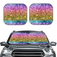 thumbnail image 1 of Picia Glitter Rainbow 2 Piece Car Windshield Sun Shade Foldable | Foldable Sun Shield for Front Window Blocks UV Rays and Keeps Your Vehicle Cool-Large, 1 of 1