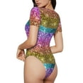 thumbnail image 1 of Picia Glitter Rainbow Womens One Piece Swimsuits Modest Tummy Control Bathing Suits Lace Up Slimming Swim Suit-Medium, 1 of 1