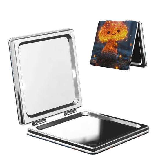 Picia Glowing Mushroom In Forest for Compact Vanity Mirror , Travel Makeup Mirror , Portable Magnifying Cosmetic Mirror for Daily, Work, Business-Square