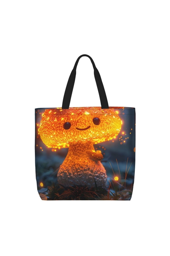 Glowing Mushroom In Forest for Tote Bag for Women with Zipper, Gym Tote with Compartments, Laptop Work Tote Nurse Dance Yoga Bag for Sport, Travel