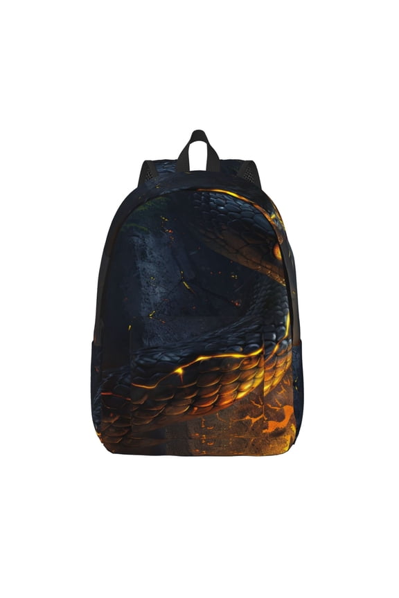 Glowing Snake Dark Forest Printed Canvas Daypack - Stylish and Durable Vintage Compact Backpack - Class, Work, Travel, or Laptop Bookbag,Organized Compartments-Small