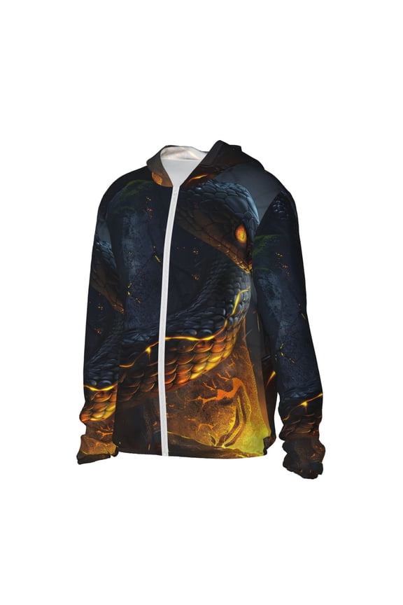 Glowing Snake Dark Forest Women's Men's UPF 50+ Sun Protection Hoodie Shirt Long Sleeve SPF Fishing Outdoor UV Hiking Lightweight Shirts-Small