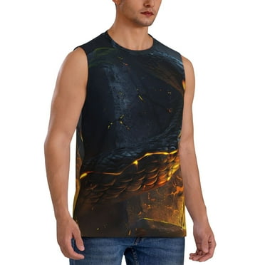 Picia Glowing Snake Dark Forest mens Cotton Tank Undershirts , Moisture-wicking Ribbed Tanks, Lightweight Cotton Tank Undershirts-3X-Large