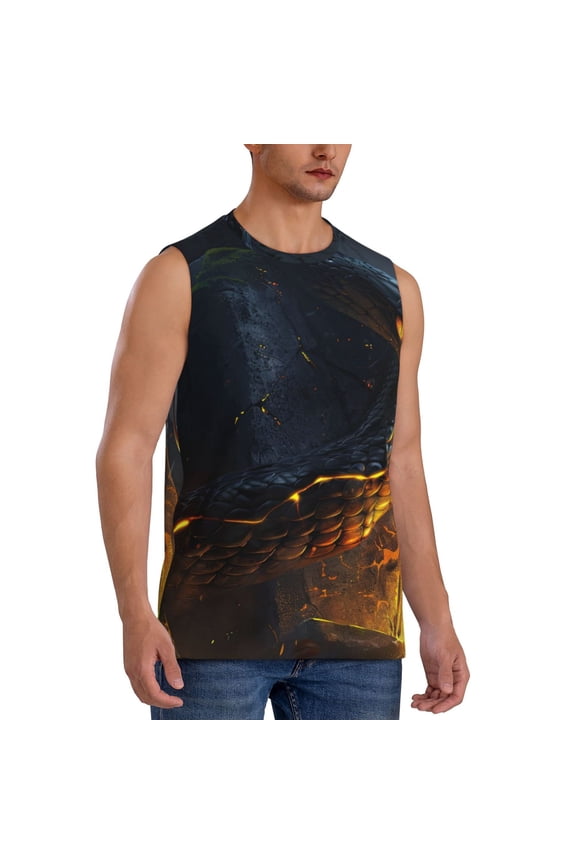 Glowing Snake Dark Forest mens Cotton Tank Undershirts , Moisture-wicking Ribbed Tanks, Lightweight Cotton Tank Undershirts-3X-Large