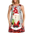thumbnail image 1 of Picia Gnome And Buffalo Plaid Print Women’s Sleeveless Midi Swing Dress – A-Line Pleated Tank Sundress, Comfortable and Flowy T-Shirt Dress, 1 of 7