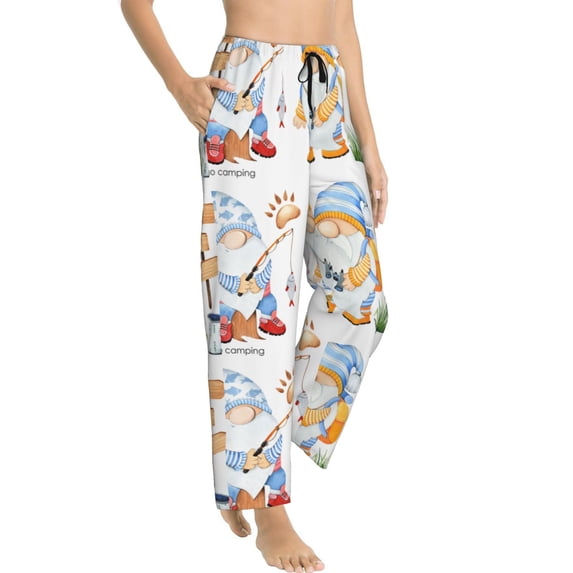 Picia Gnome Camping Fishing Womens Soft Woven Cotton Elastic Waistband Sleep Pajama Pant Lounge Sleep Pant With Pockets And Drawstring-Small