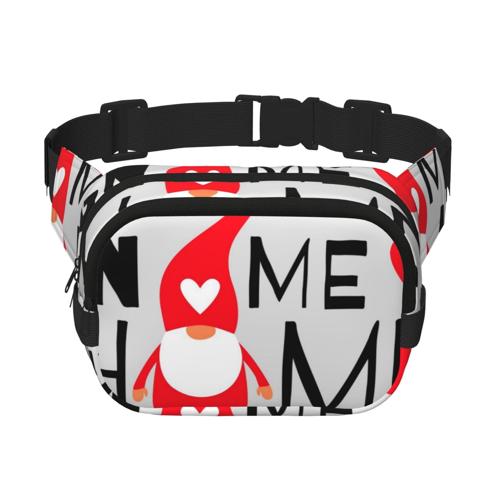 Picia Gnome Home With A Cute Gnome Print Square Double-Layer Waist Bag Mini Adjustable Waist Belt Bag Exercise Running Travel Hiking