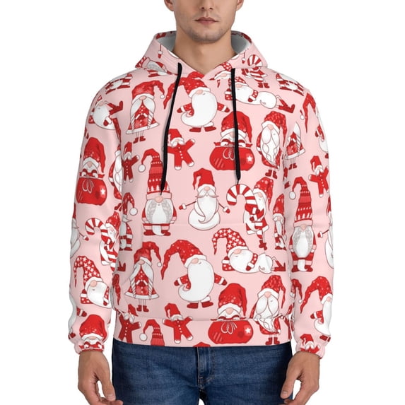 Picia Gnome Merry Christmas Pattern Casual Men's Hoodie - Lightweight Hooded Sweatshirt with Kangaroo Pocket, Comfortable Pullover for Everyday, Travel-3X-Large