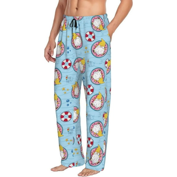 Picia Gnome Pool Party Mens Soft Woven Cotton Elastic Waistband Sleep Pajama Pant Lounge Sleep Pant With Pockets And Drawstring-XX-Large