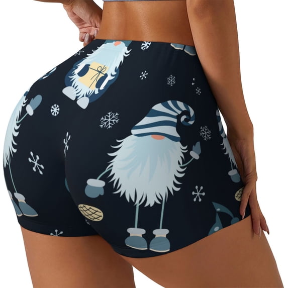 Picia Gnome and Snowflakes Printed Workout Shorts for Women Seamless Scrunch Butt Lifting High Waisted Yoga Gym Booty Running Moisture-wicking Short Pants-XX-Large