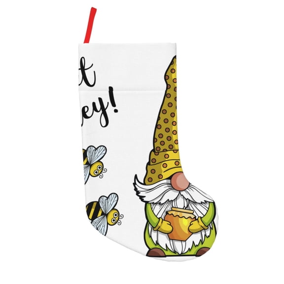 Picia Gnome Sweet Honey for 18in Christmas Stockings, Xmas Stocking for Kids, Holiday and Family Stocking for Fireplace or Party Decoration