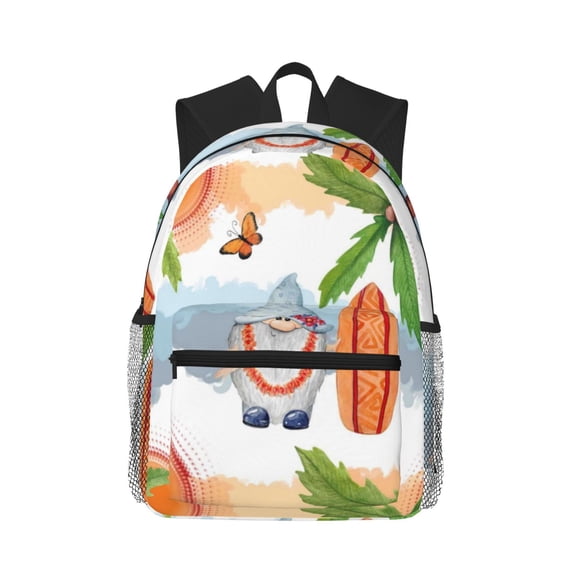Picia Gnome and Surfing Large Capacity Backpack Classic Style Backpack Casual Backpack Water-Resistant School Work Travel Outdoor Backpack
