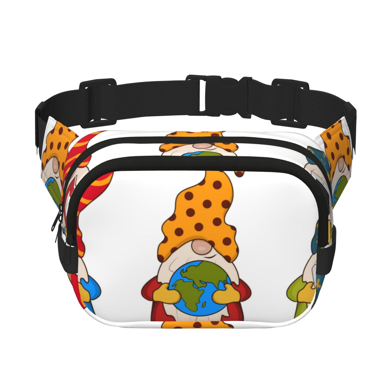 Picia Gnomes Are Holding School Supplies Print Square Double-Layer Waist Bag Mini Adjustable Waist Belt Bag Exercise Running Travel Hiking