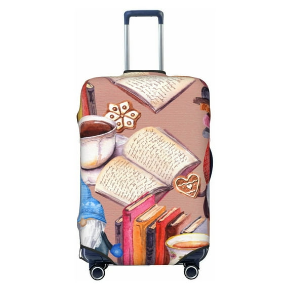 Picia Gnomes Books Tea Cups Luggage Protector Cover Thicken Suitcase Protector Cover Fit 18-32 Inch Luggage-Large
