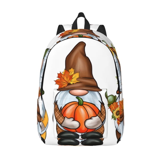 Picia Gnomes In Autumn Printed Canvas Daypack - Stylish and Durable Vintage Compact Backpack - Class, Work, Travel, or Laptop Bookbag,Organized Compartments-Medium