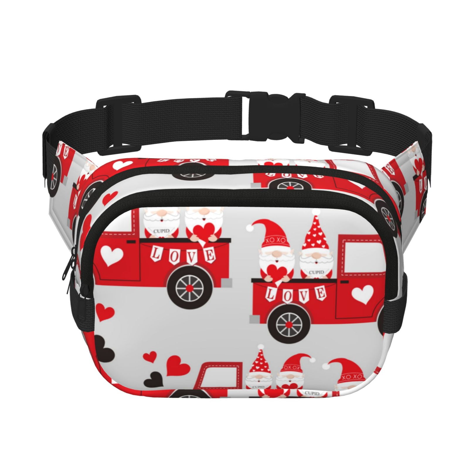Picia Gnomes On The Car Print Square Double-Layer Waist Bag Mini Adjustable Waist Belt Bag Exercise Running Travel Hiking