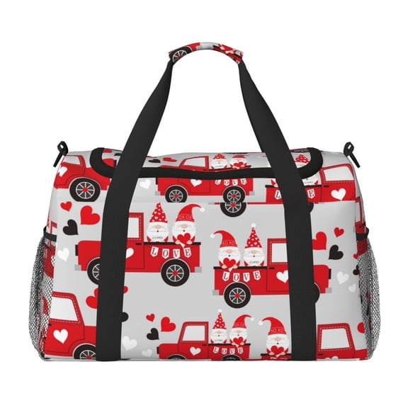 Picia Gnomes On The Car Print Travel Duffle Bag,Weekender Bags for Women with Shoe Compartment, Gym Duffel Bag with Wet Pocket, Hospital Bags for Labor and Delivery