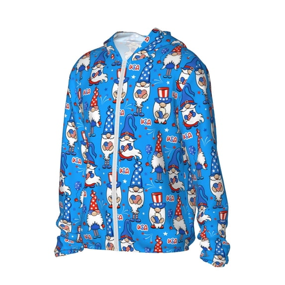 Picia Gnomes in USA Women's Men's UPF 50+ Sun Protection Hoodie Shirt Long Sleeve SPF Fishing Outdoor UV Hiking Lightweight Shirts-