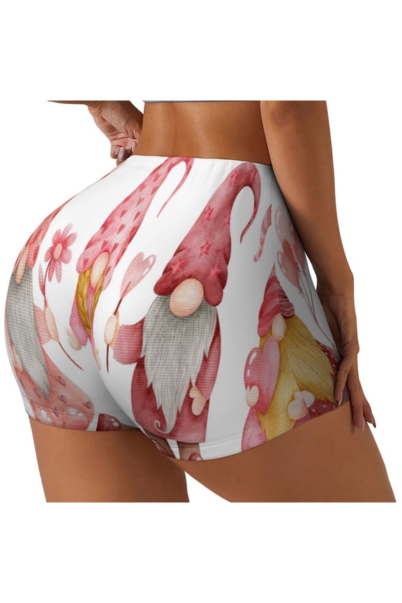 Gnomes valentine's day Printed Workout Shorts for Women Seamless Scrunch Butt Lifting High Waisted Yoga Gym Booty Running Moisture-wicking Short Pants-Small