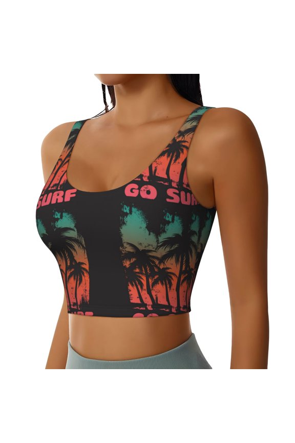 Go Surfer Sports Bra for Women,Padded Strappy Sports Bras Medium Support Yoga Bra with Removable Cups,Running Yoga Bra-XX-Large
