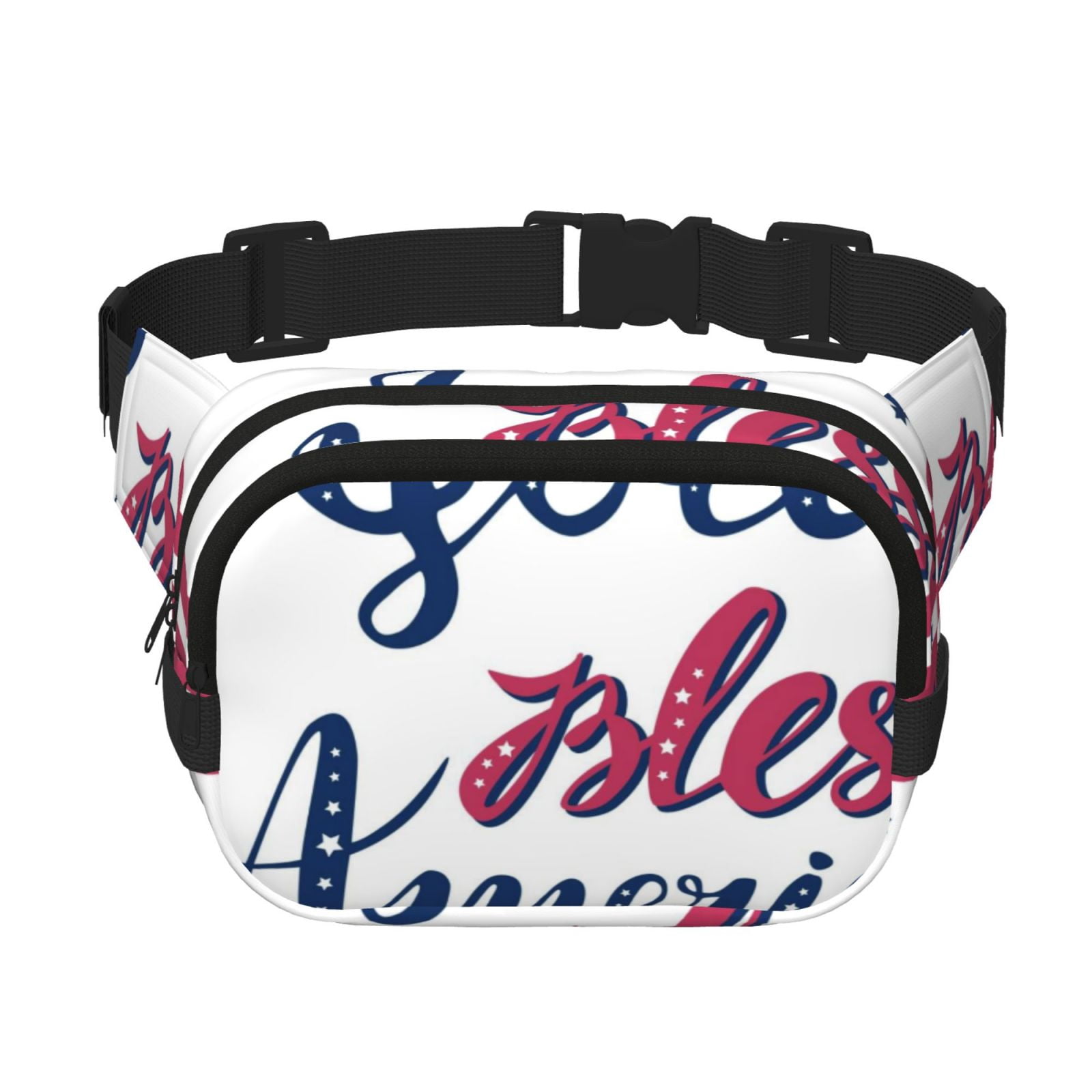 Picia God Bless America Patriotic Star Print Square Double-Layer Waist Bag Mini Adjustable Waist Belt Bag Exercise Running Travel Hiking