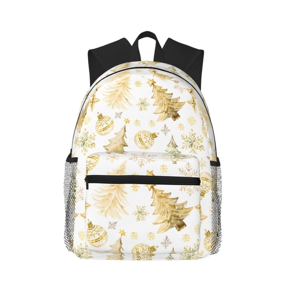 Picia Gold Christmas Tree Large Capacity Backpack Classic Style Backpack Casual Backpack Water-Resistant School Work Travel Outdoor Backpack